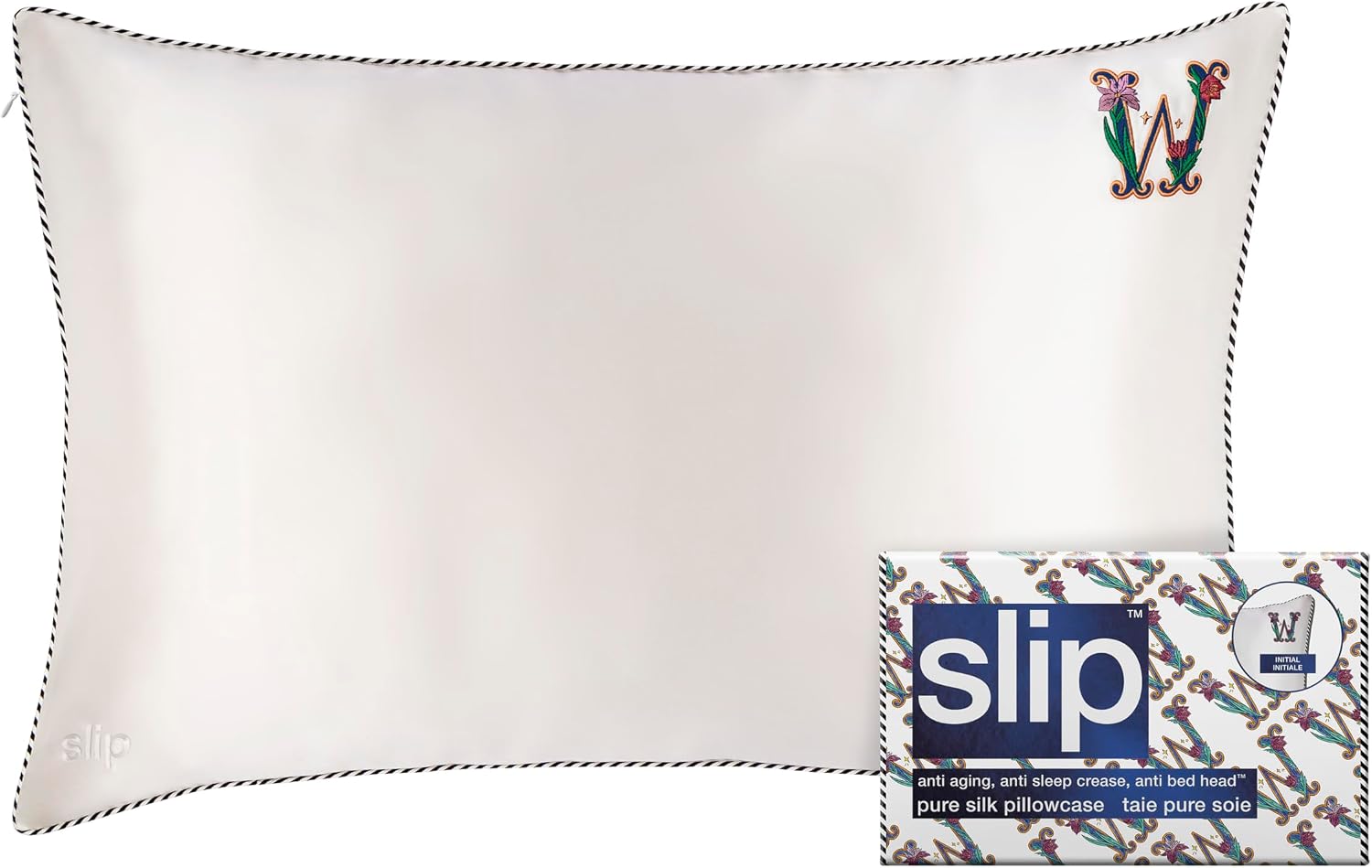 slip The Original Queen Pure Silk Pillow Case - 100% Pure 22 Momme Mulberry Silk - Queen Standard Size - Anti-Aging, Anti-BedHead, Anti-Sleep Crease, Initial Collection: Letter W (20' x 30')