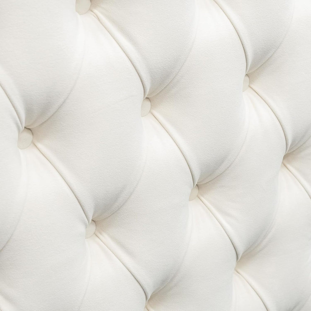 Madison Park Amelia Headboard Queen Wingback Upholstered - Hand-Tufted Button Detail, Double Nailhead Trim, Foam-Padded Durable Fabric, Adjustable Fit for Classic Bedrooms-Beige Velvet