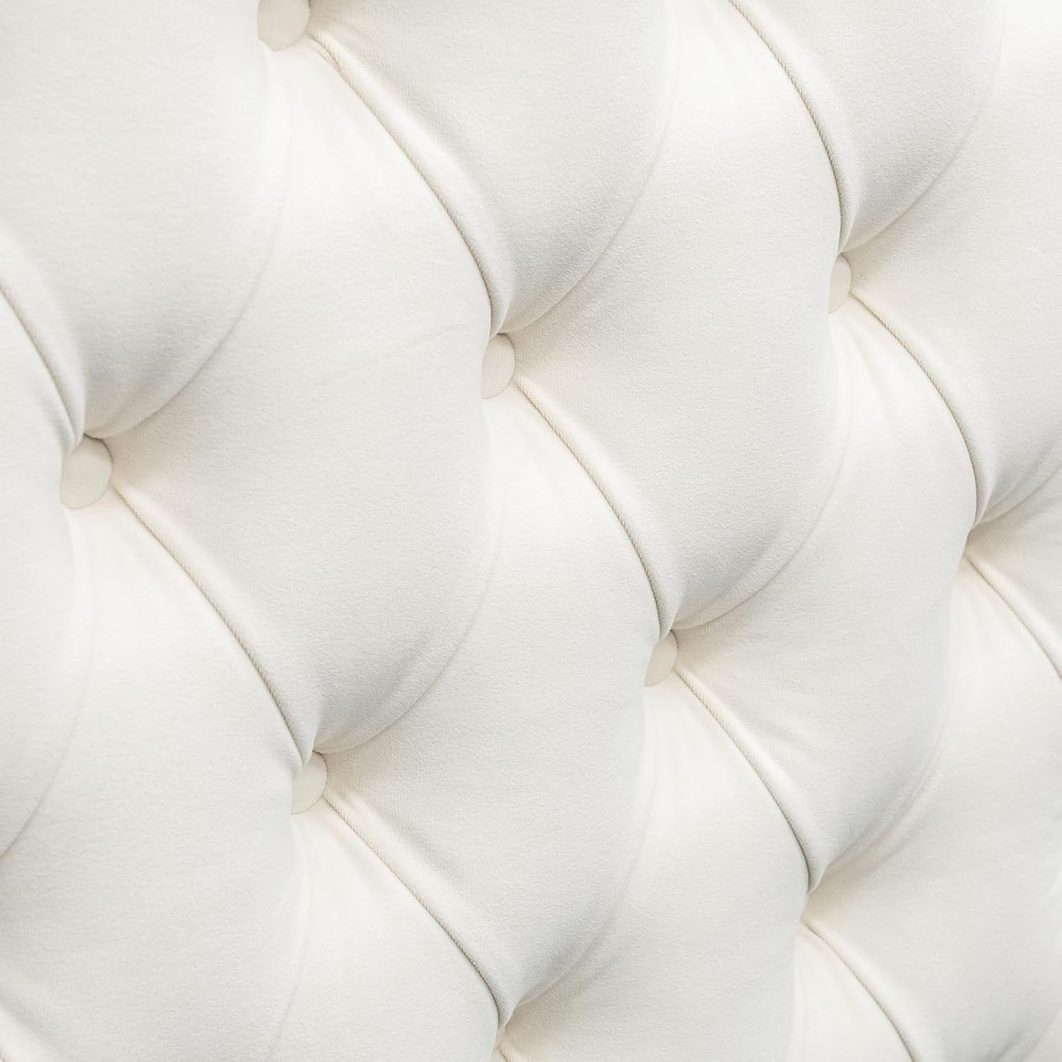 Madison Park Amelia Headboard Queen Wingback Upholstered - Hand-Tufted Button Detail, Double Nailhead Trim, Foam-Padded Durable Fabric, Adjustable Fit for Classic Bedrooms-Beige Velvet