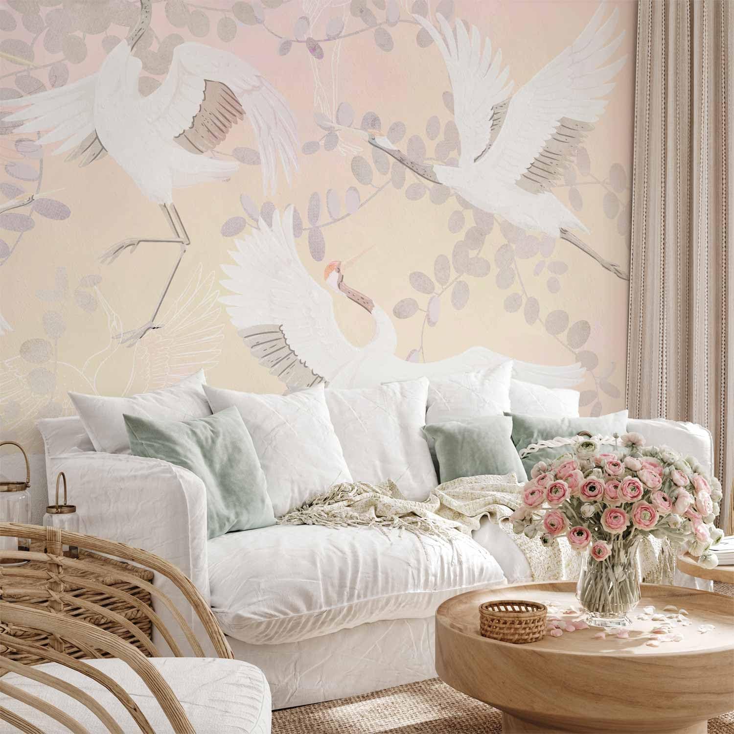 artgeist Premium Wall Mural Nature 157x110 in - Non-Woven Wallpaper Fleece Wall Decor Photo Print Picture Image Design Home Mural Crane Birds Landscape g-C-10094-a-a