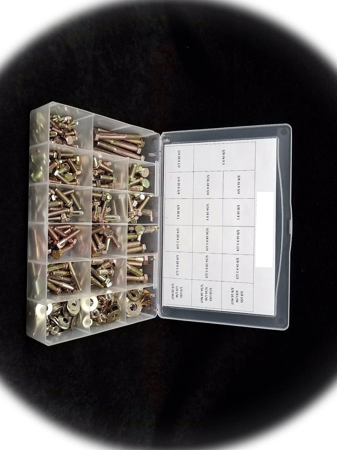 Grade 8 Bolt, NUT and Washer Assortment/KIT 334 Pieces COARSE Thread Multi-Purpose Comprehensive Hardware Fastener Assortment Kit Cit01331Riv