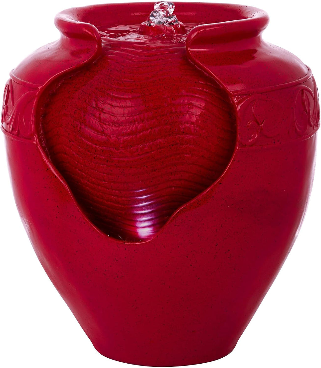 Alpine Corporation TVH214RD Indoor/Outdoor Tabletop Cherry Vase Water Fountain, Vintage Bright Vase Garden Fountain 17', Red