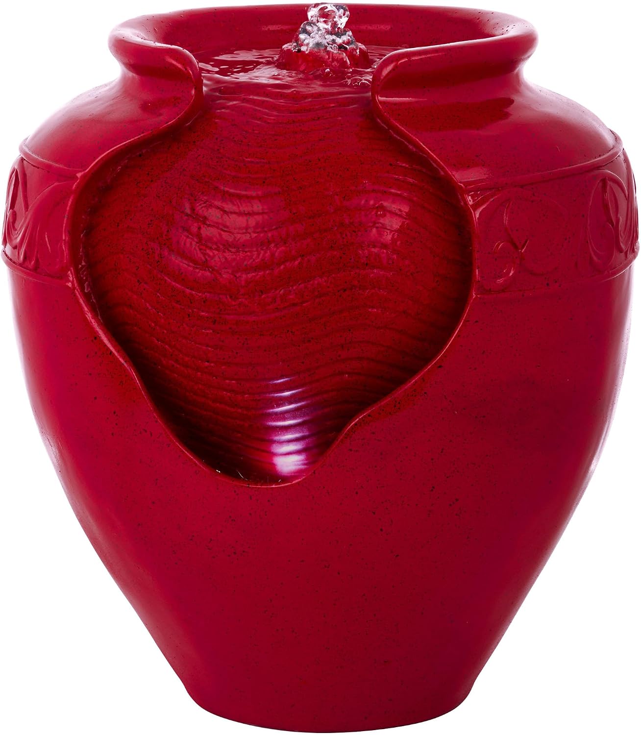 Alpine Corporation TVH214RD Indoor/Outdoor Tabletop Cherry Vase Water Fountain, Vintage Bright Vase Garden Fountain 17', Red