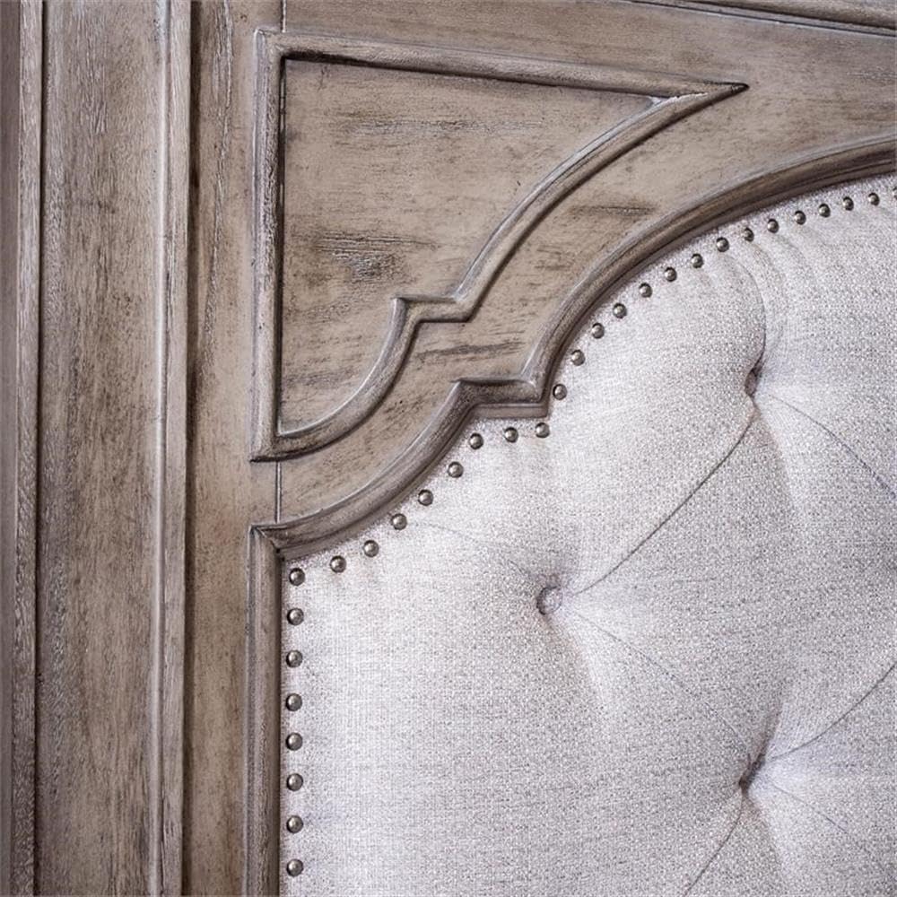 BOWERY HILL Queen Size Panel Bed with Headboard, Footboard in Upholstered, in Gray, Box Spring Needed, Easy Assembly