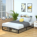 Amazon Basics Metal Platform Bed Frame with Wood Slat Support, Storage Space Underneath, 10 inches High, Queen, Black