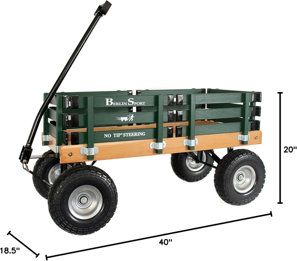 Berlin Flyer Sport Wagon - Model F410 - Amish Made in Ohio, USA - 10' No-Flat Tires (Hunter Green)