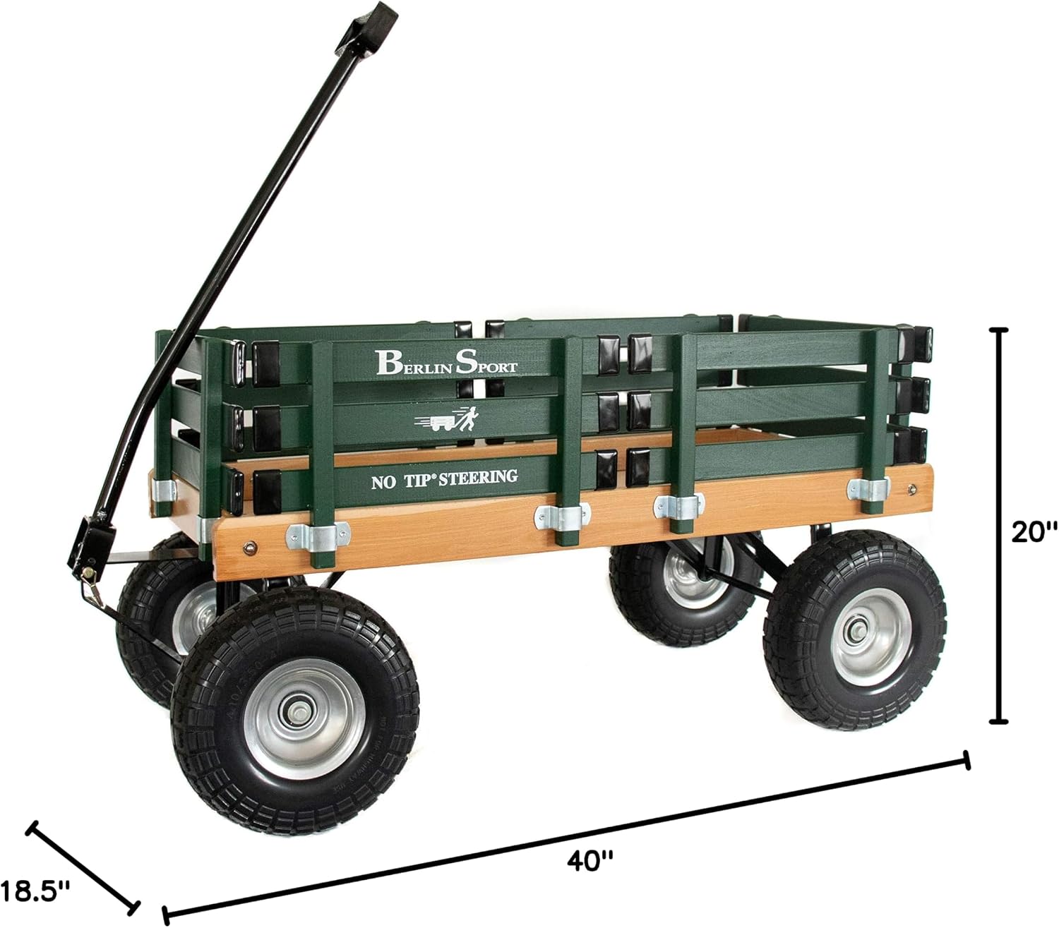 Berlin Flyer Sport Wagon - Model F410 - Amish Made in Ohio, USA - 10' No-Flat Tires (Hunter Green)