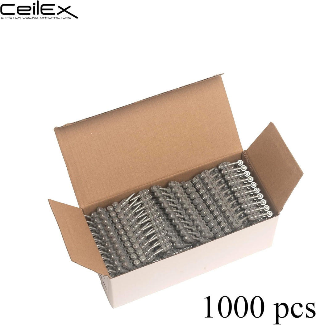 1000x Collated Concrete Nails 5/8''-16mm, 3/4''-19mm, 7/8''-22mm, 1''-25mm, 1 1/16''-27mm, 1 1/4''-32mm,500x 1 1/2''-38mm,or 200x Plastic Cable Trunking Fastener -for Hilti only B4 MX,BX4 (1'' (25mm))
