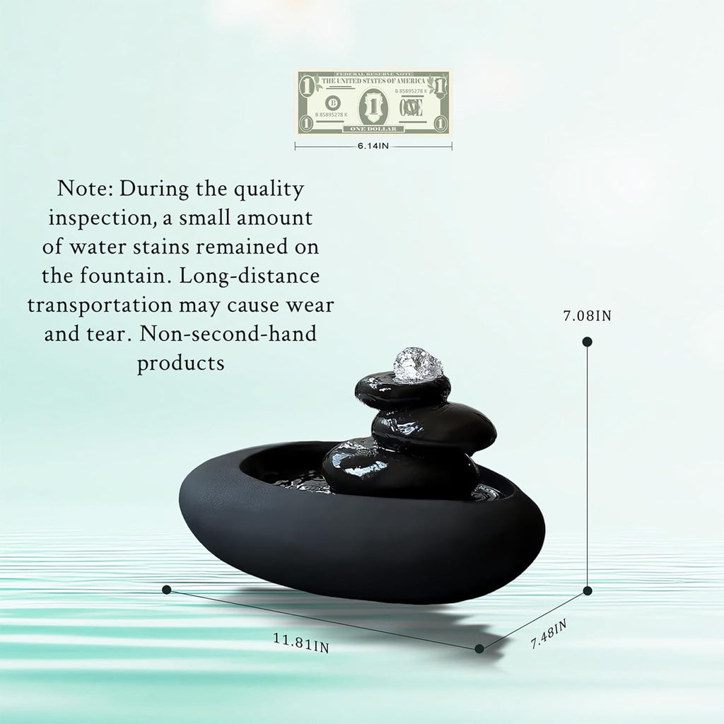 Tabletop Water Fountain Indoor - Water Fountain Decor for Meditation, Relaxation for Yoga, Study, Tea, Living Room, Office, Beauty Club Decor