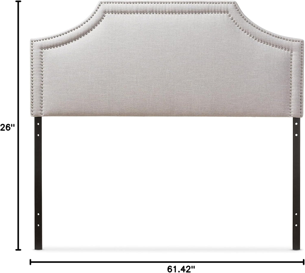Baxton Studio Guifford Modern & Contemporary Fabric Upholstered Headboard, Queen, Greyish Beige