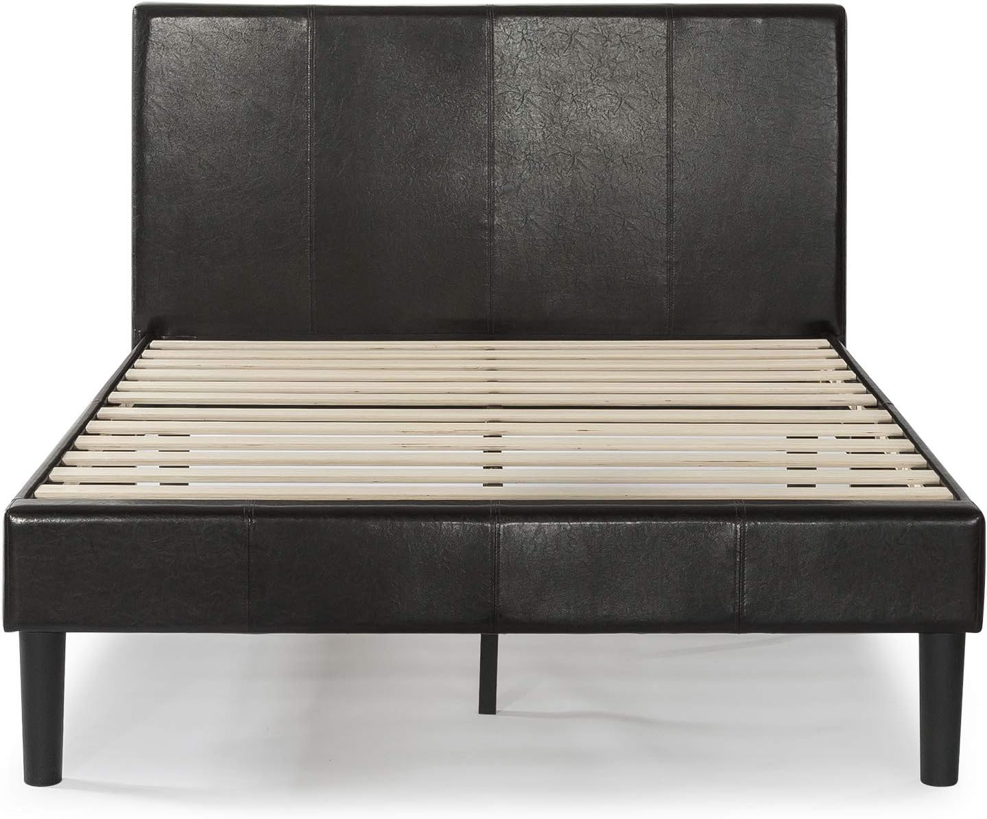 Zinus Gerard Faux Leather Upholstered Platform Bed Frame, Mattress Foundation, Wood Slat Support, No Box Spring Needed, Easy Assembly, King