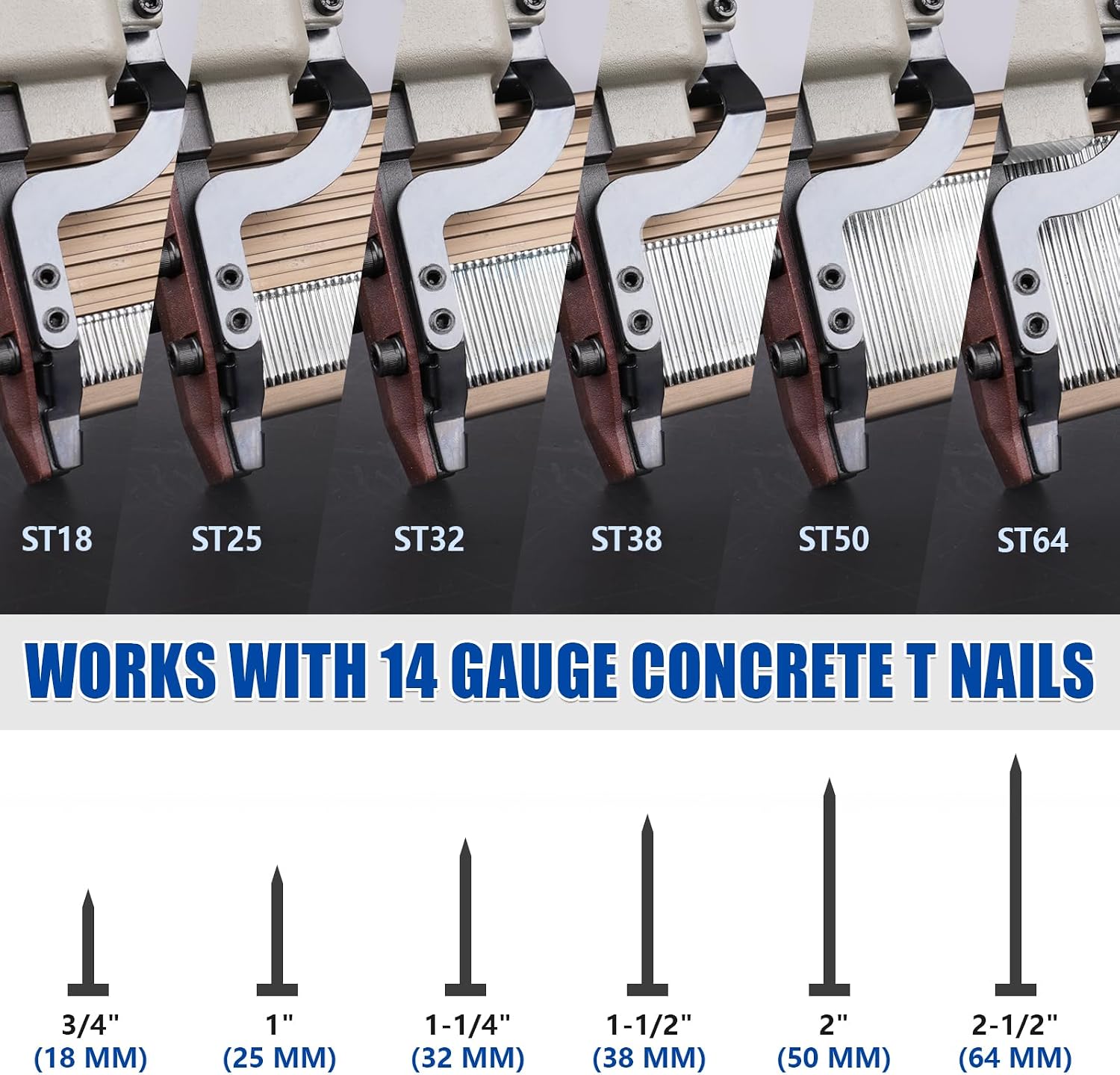 WOODPECKER ST64 Pneumatic Concrete T Nailer Kit with 2-Inch (50mm) T Nails × 800PCS