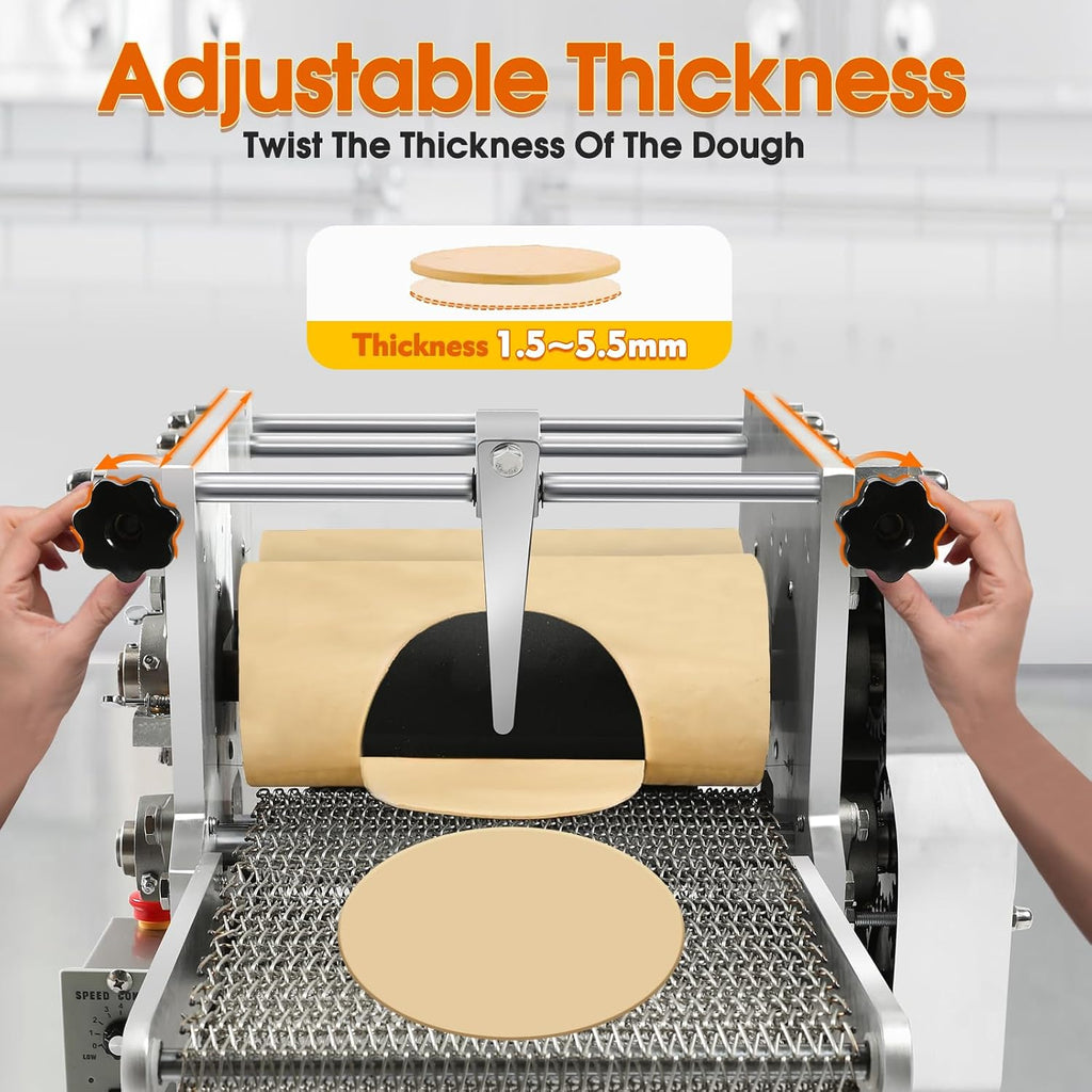 Electric Tortilla Maker with 2 Free Mold (4in+6in), Heavy Duty Commercial Automatic None-Stick Mexico Chapatti Corn Machine 1500-2000pcs/h Suitable for Produce Sopes Gorditas Roti Pita (Black Roller)