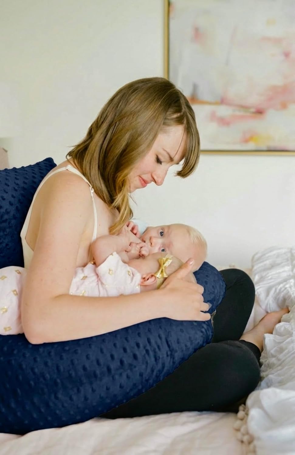 Twin Z Nursing Pillow | Bottle or Breastfeeding | Plus Size Friendly - Navy