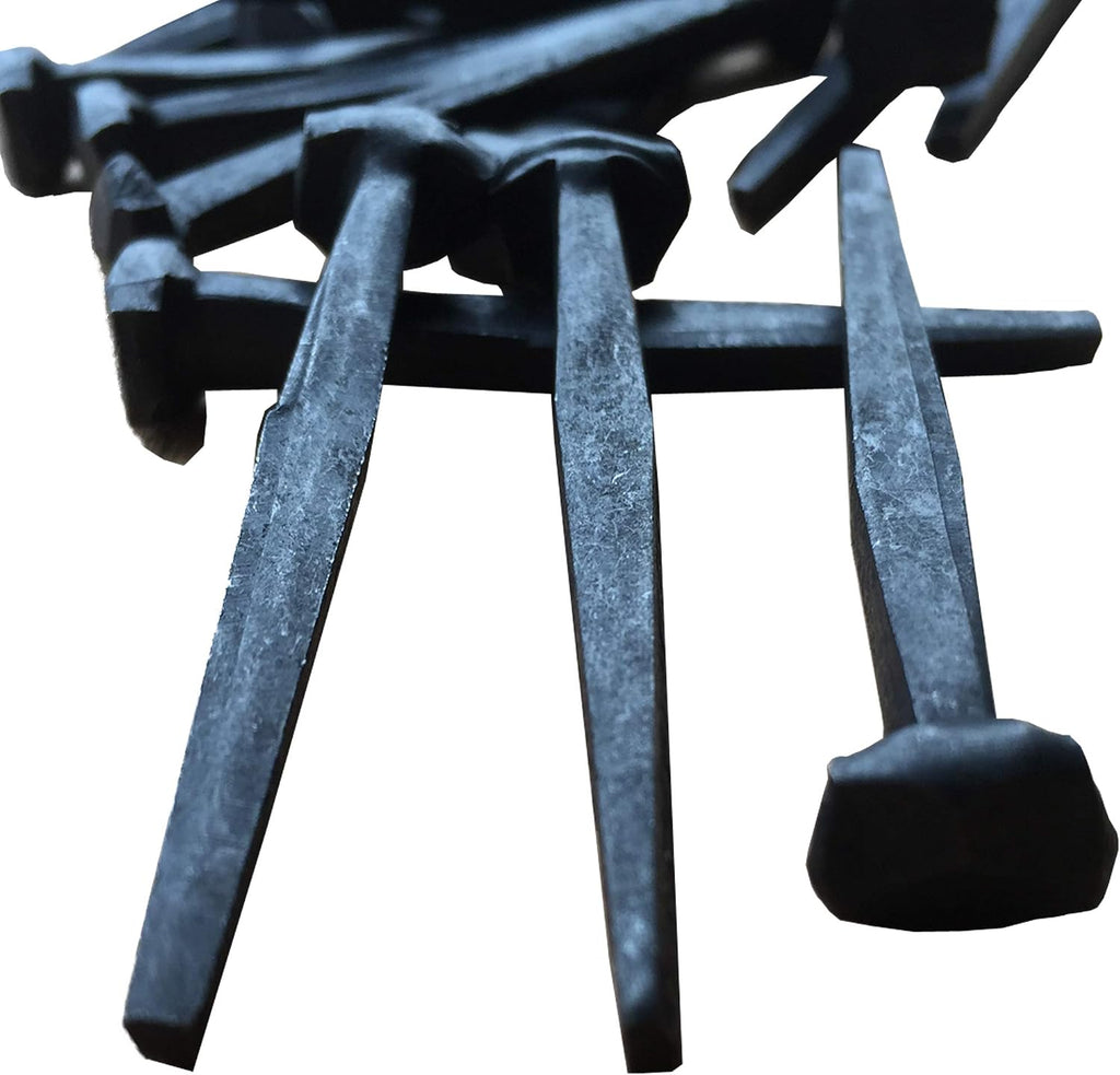 2.5'- Wrought Head Iron Nails – Antique Black rustic restoration accent nails for hanging, furniture, cabins, shutters & flooring – Decorative clavos nails – Distinct wrought rose head – 2.5 in