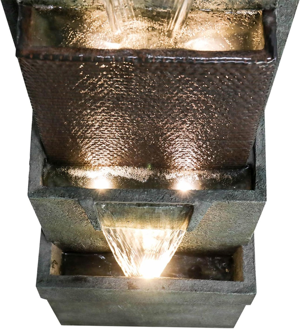 Hamiedun 39.3'H Outdoor Garden Waterfall Fountain-Indoor Water Fountain with LED Lights, for Gardens, Landscaping, Patios, Balconies, Office,and Lawns for a Calming Oasis in Outdoor Living Art Decor