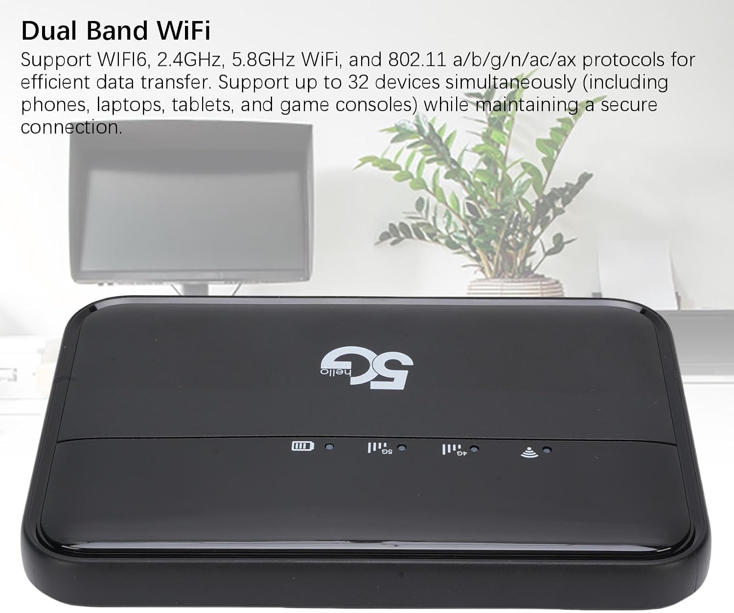 5G Mobile Hotspot, WiFi 6 Portable Router 2.77Gbps Internet with 10000mAh Battery and Nano SIM Card Slot, for Travel and Business
