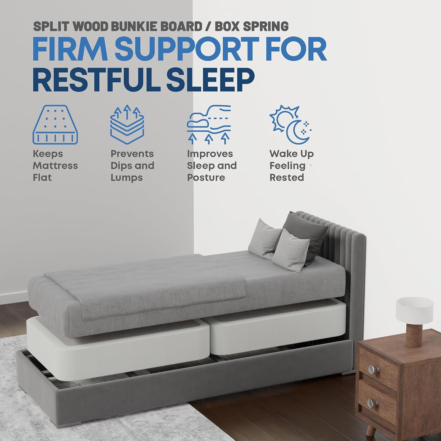 Zutan, Box Spring Bed Base Twin Size, 8-Inch Wood Mattress Foundation – Amish Made in USA – Quiet Noise Free, 2-Pieces Under Mattress-Support BoxSpring, Fully Assembled, White