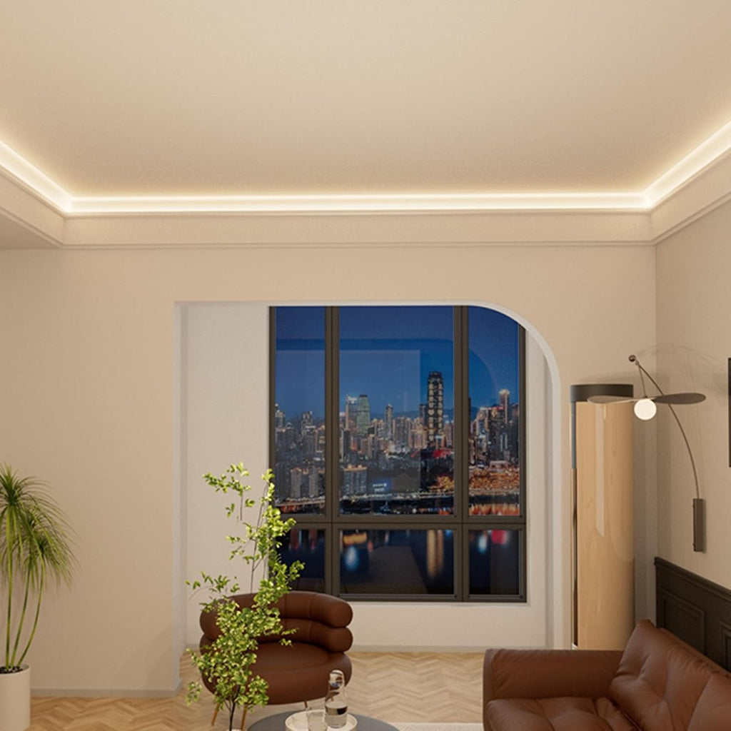 LED Strip Light Channel, Aluminum Suspended Ceiling Trim with Corner Molding for Home Decor - 10m/32.8ft White Ceiling/Floor/Wall Accent Lighting