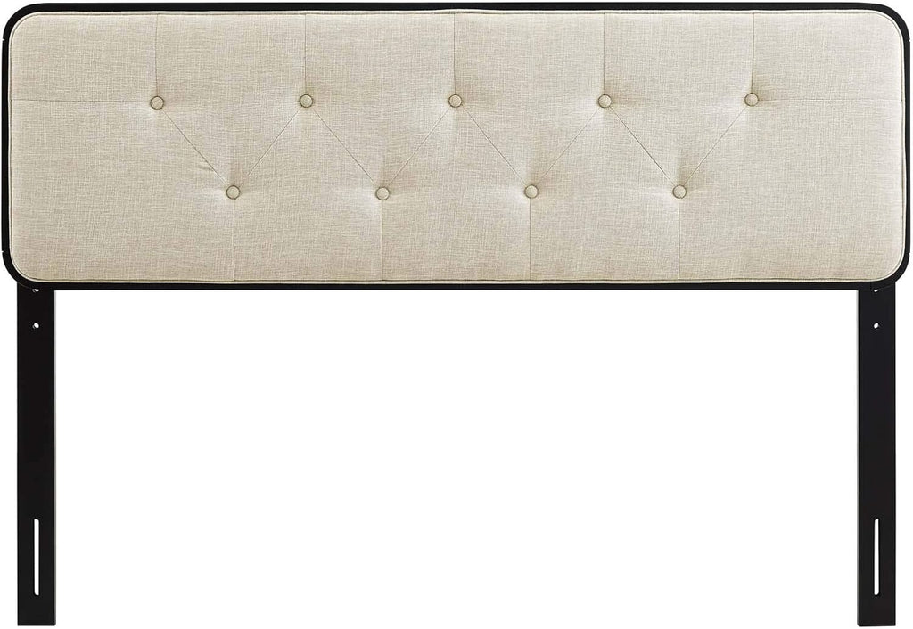 Modway MOD-6233-BLK-BEI Collins Tufted Full Fabric and Wood Headboard, Black Beige