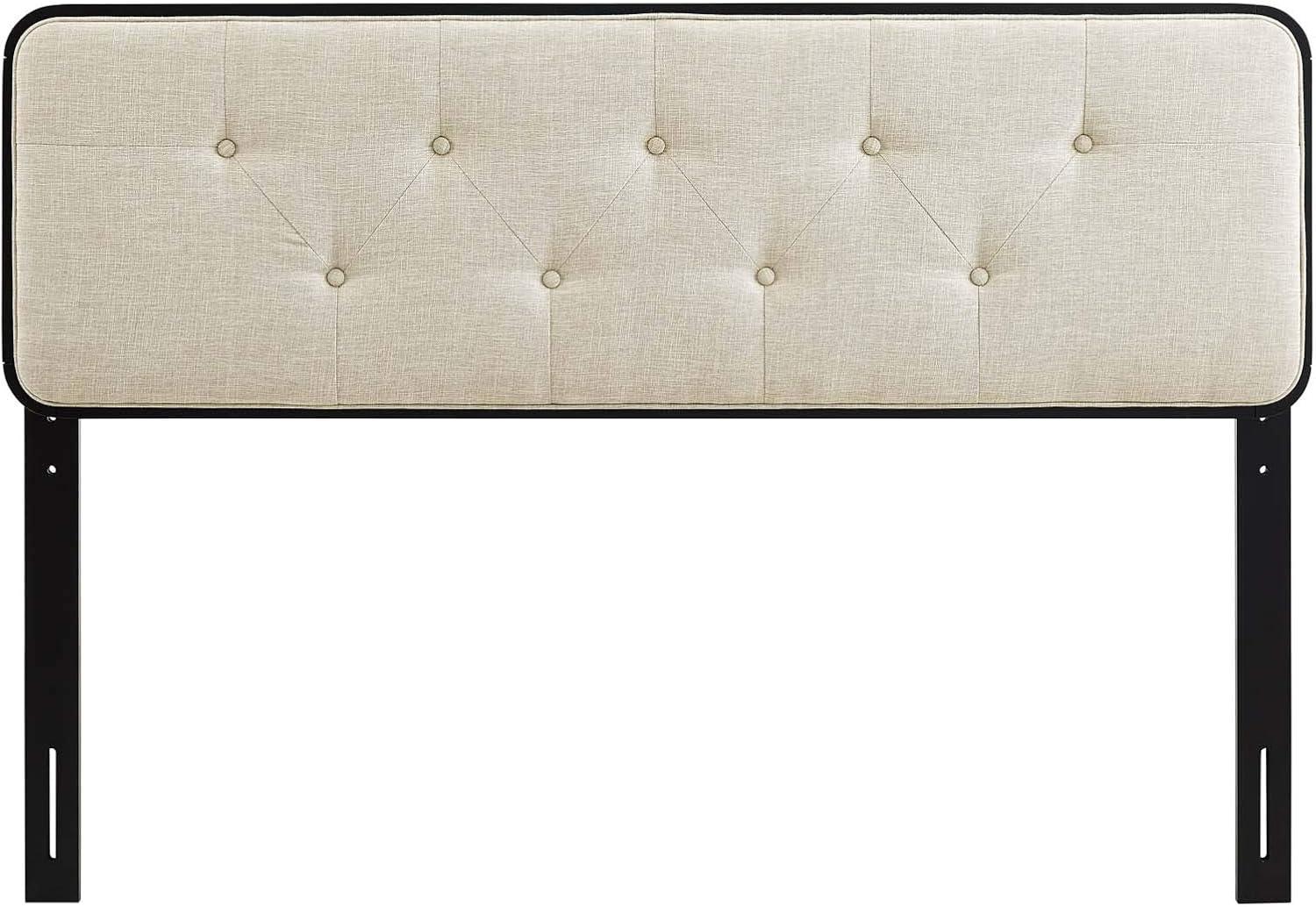 Modway MOD-6234-BLK-BEI Collins Tufted Queen Fabric and Wood Headboard, Black Beige