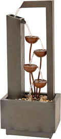 XBrand 38' Tall Gray and Bronze Metal Sculptural Flower Multi-Tier Freestanding Water Fountain for Indoor & Outdoor Use, Decorative Garden Patio Backyard Water Feature