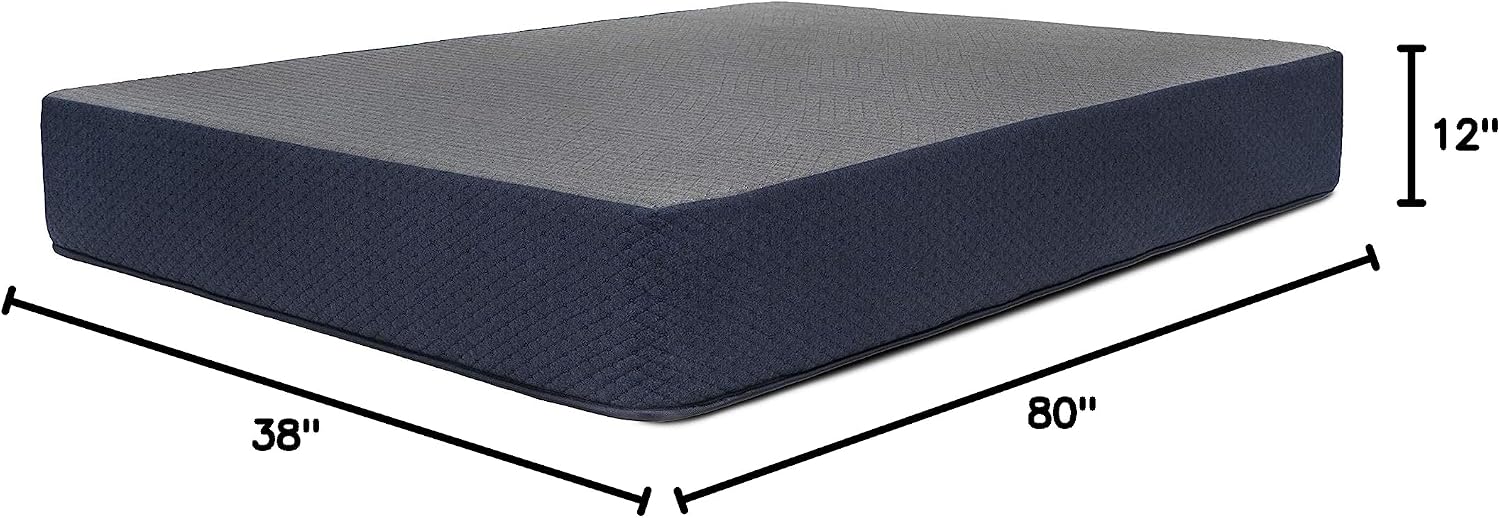 DREAMFOAM Brooklyn Bedding Copperflex Essential 12' Gel Memory Foam Mattress with Stain Protection, Twin XL |Made in Arizona
