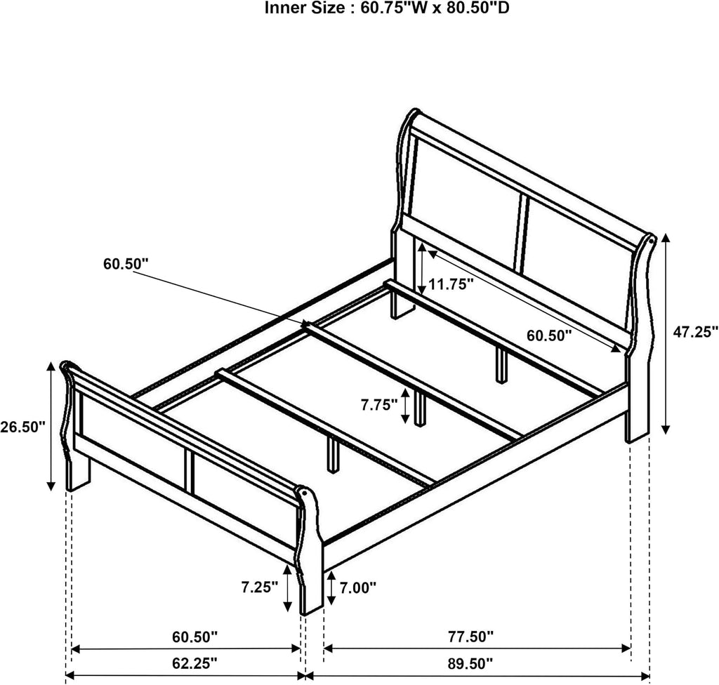 Coaster Home Furnishings Louis Philippe Traditional 5-Piece Bedroom Set Queen Size Sleigh Bed Frame 47-inch Headboard White 202441Q-S5