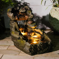 Sunlinua 23.62' L Outdoor Water Fountain with 3 Tiers Cascading Realistic Tree Trunk Waterfall Fountains with LED Lights Outdoor Water Fountain for Garden Patio Backyard Porch Home Decor