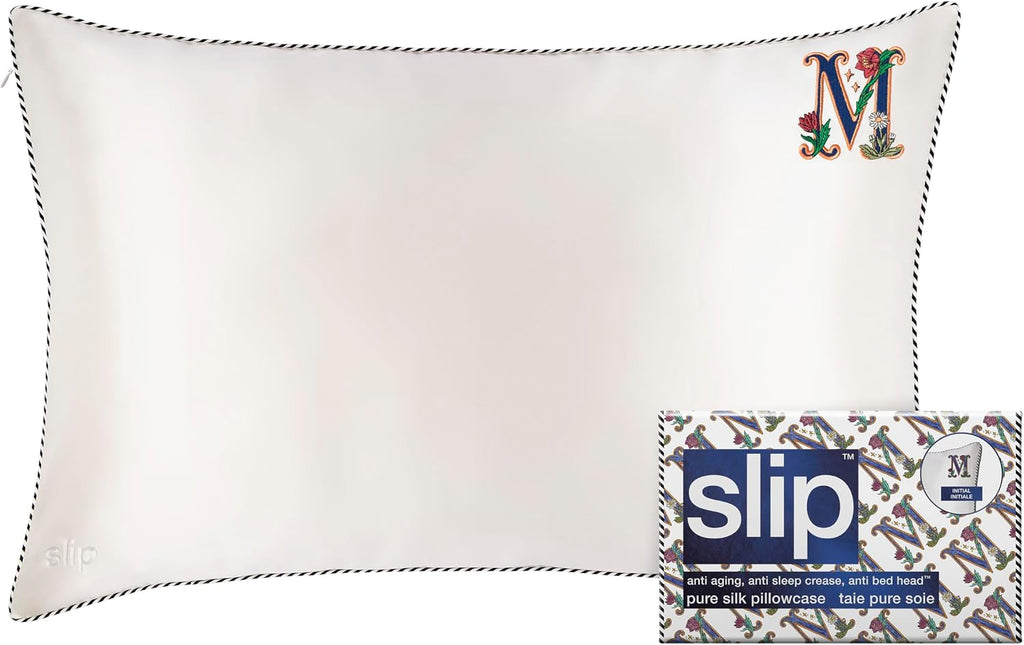 slip The Original Queen Pure Silk Pillow Case - 100% Pure 22 Momme Mulberry Silk - Queen Standard Size - Anti-Aging, Anti-BedHead, Anti-Sleep Crease, Initial Collection: Letter M (20' x 30')