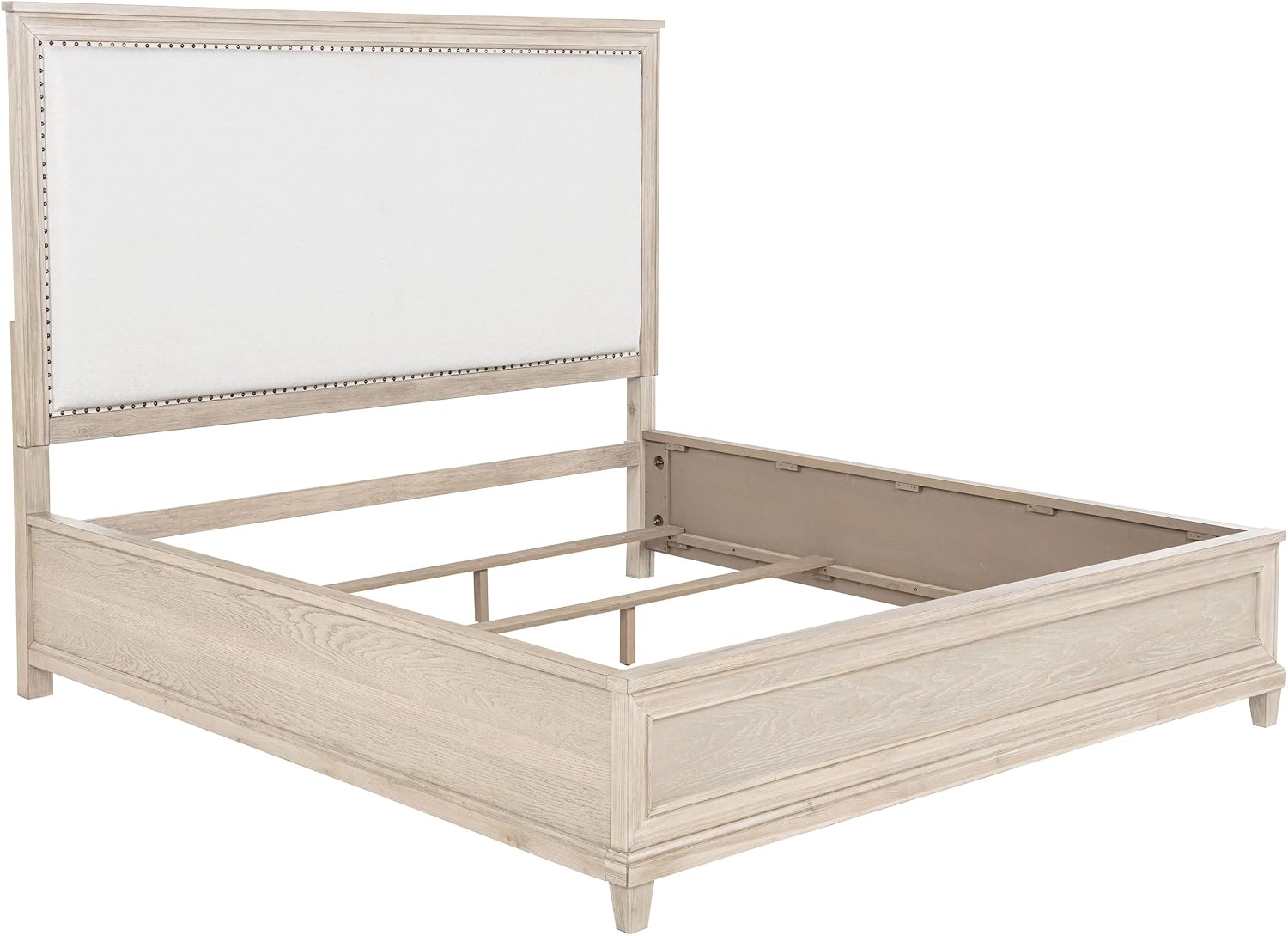 Coaster Home Furnishings - Pembroke - Wood - 5-Piece Bedroom Set with Molding Details, Nailhead Trim, Tapered Legs and Cable Access - Bedroom - Eastern King Size - Washed Oak - 215921KE-S5