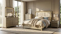 First of a Kind Dove Contemporary 5 Piece King Bedroom Set with Upholstered Headboard Clean Modern Design Coordinated Furniture Collection