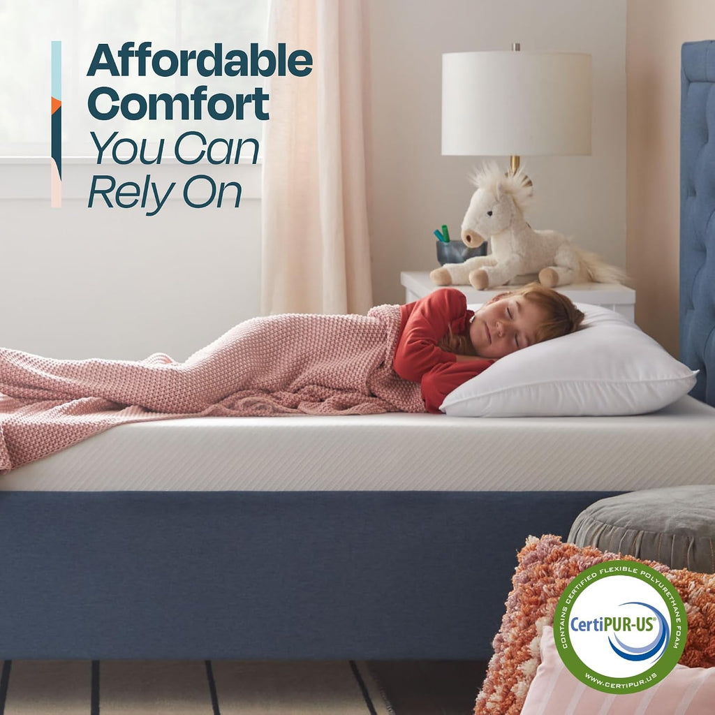 Linenspa 5 Inch Gel Infused Memory Foam Mattress - Full Size - Firm - Low Profile Bed - Mattress in a Box - Youth or Kids Bed - Guest Bedroom - Pressure Relieving and Breathable - CertiPur Certified