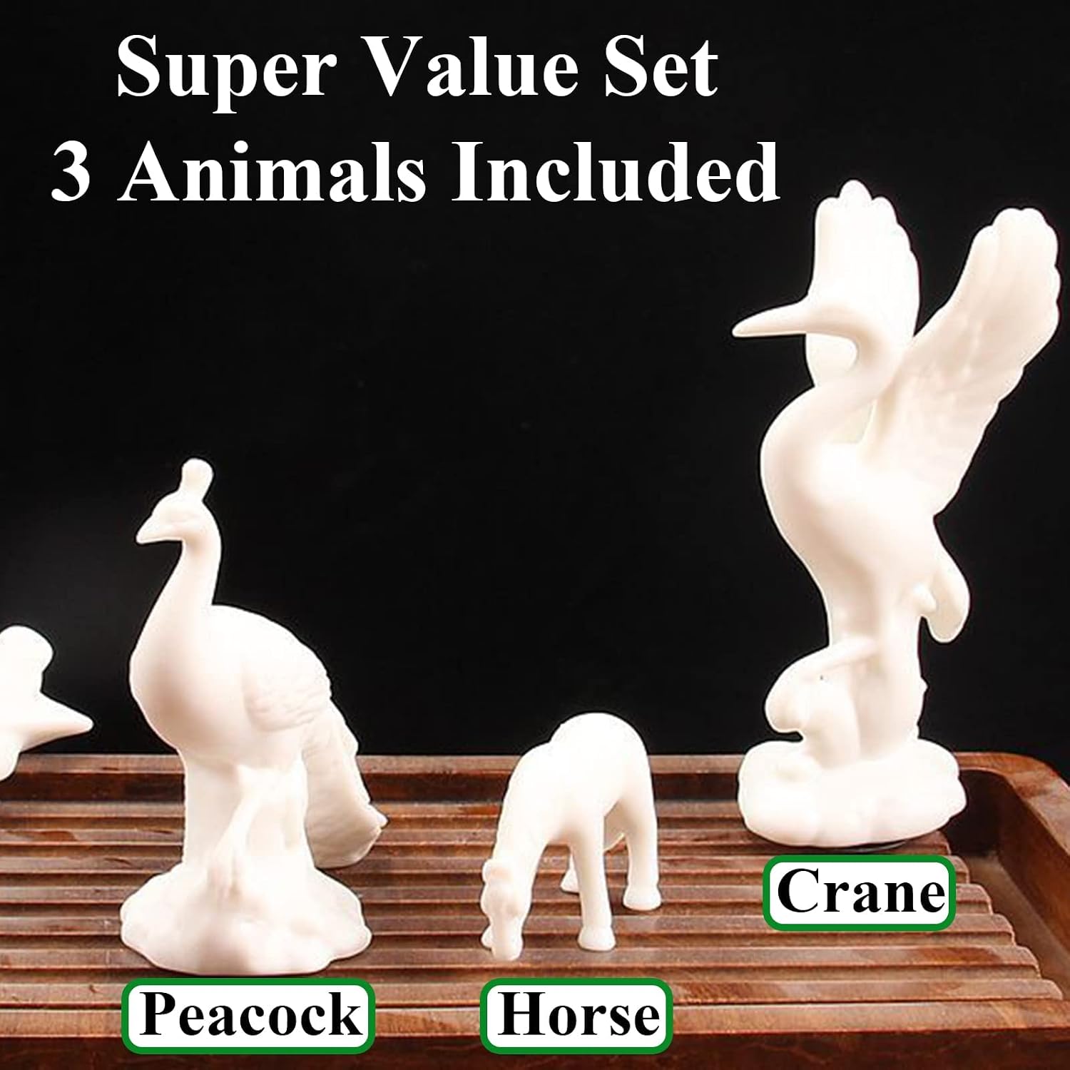 Ceramic Water Fountains Indoor Waterfall with LED 3 Ceramic Animals Mist Water Fountain with Backflow Incense Holder for Feng Shui Strees Relief Wealth-Booming Japanese Decor (Animal)