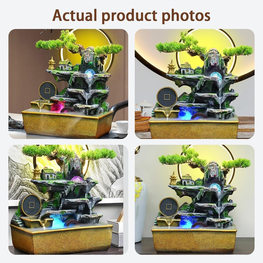 Table Fountain, Waterfall Tabletop, Fountains Indoor, Water Fountain Indoor Decoration, Relaxing Nature Feeling, for Office, Bedroom, Living Room