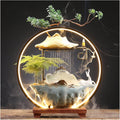 Ceramics Indoor Water Fountains Home Lucky Circulation Flowing Water Ornament Living Room Desktop Office Fountain with Mist and Backflow Incense Holder (Color : C)
