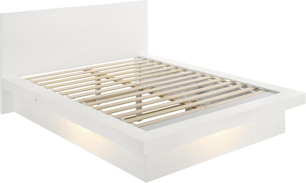 Coaster Home Furnishings Jessica Contemporary 5-Piece Bedroom Set Queen Size LED Wall Panel Bed Frame 43-inch Headboard Snow White 202990Q-S5P