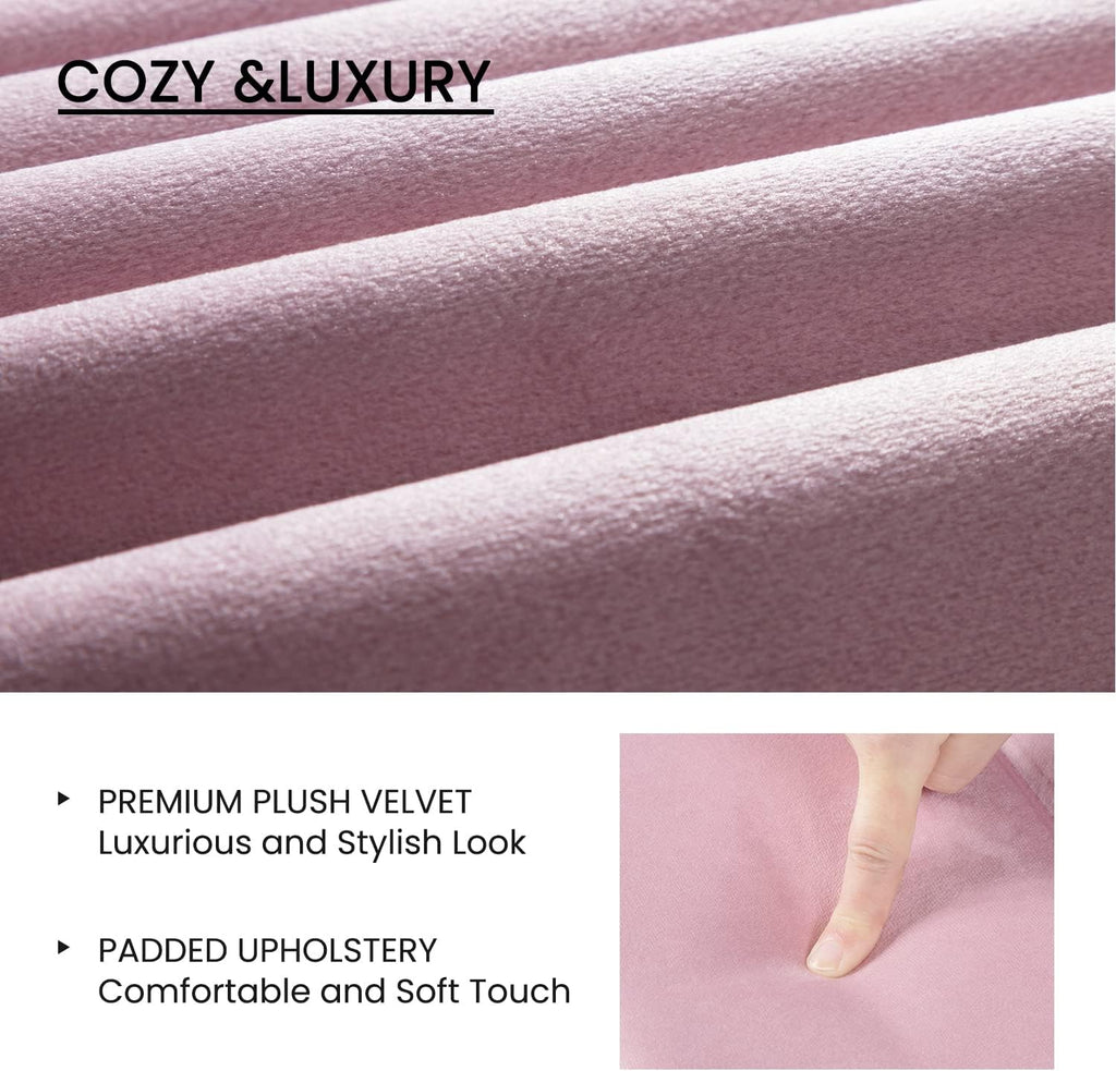 SHA CERLIN Queen Bed Frame/Velvet Upholstered Platform Bed Frame with Headboard/Strong Wood Slats Support/Mattress Foundation/No Box Spring Needed - Pink