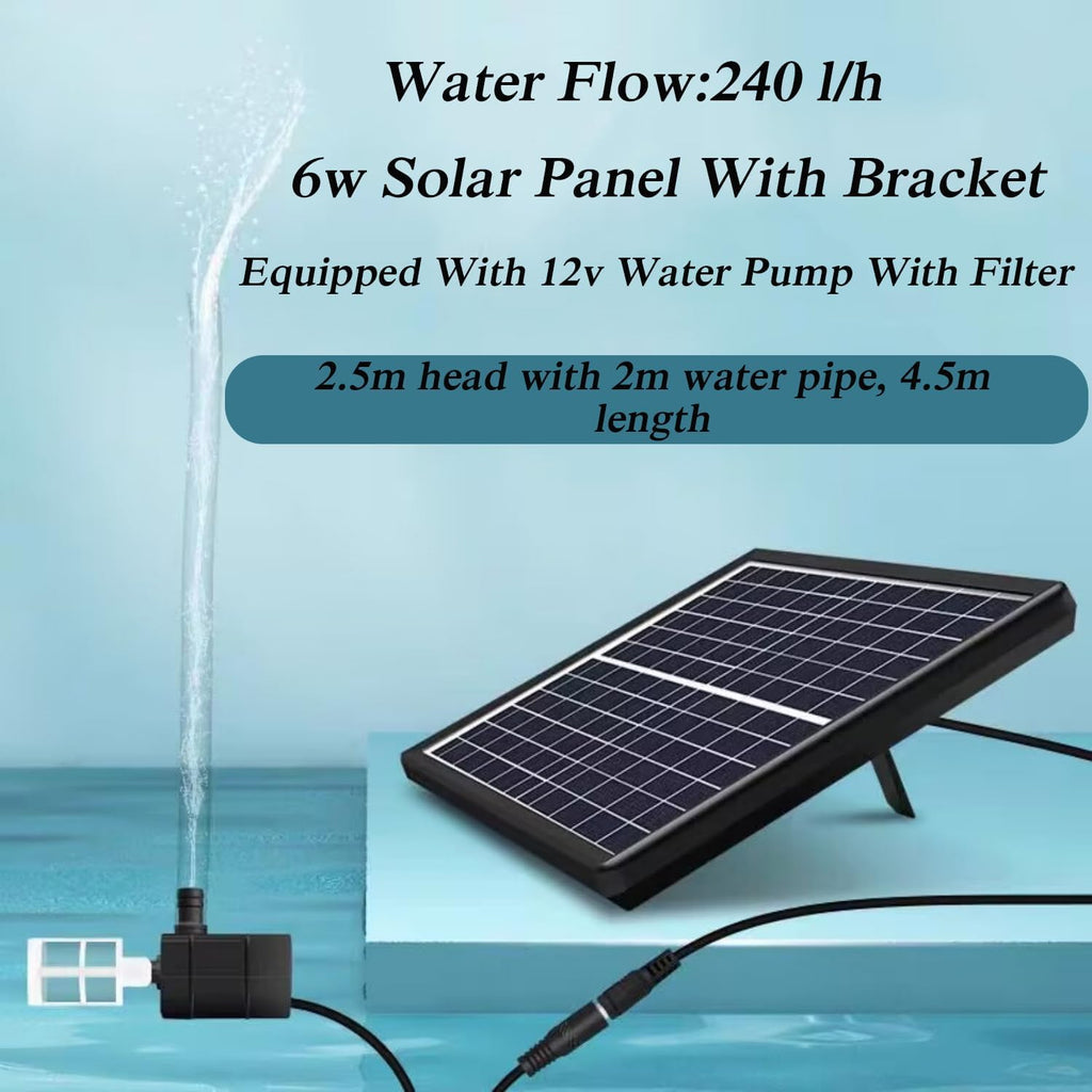 Indoor Outdoor Bamboo Fountain, Bamboo Traditional Japanese Rocking Water Fountain, Zen Garden Decor with Water Pump, 6W Solar Panel, 2M Tube, for Garden Terrace Pond