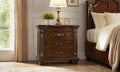 First of a Kind Nightstand Traditional Wood Bedside Table Cherry Oak Finish Classic European Design Bedroom Nightstand Elegant Coordinated Furniture Piece for Traditional Interiors