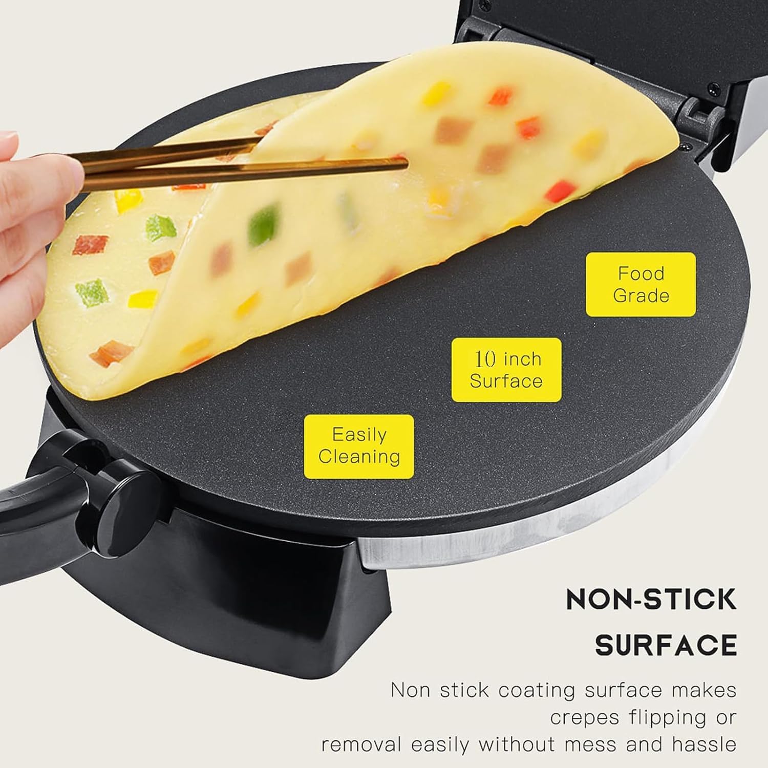 1800w Electric Roti Maker – 10-inch Non-stick Chapati & Tortilla Machine With Adjustable Temperature, Double-sided Heating For Pizza, Pita, Quesadillas