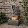 Teamson Home Modern Oval Outdoor Water Fountain–LED Light with Adjustable Flow & Electric Pump, Gray