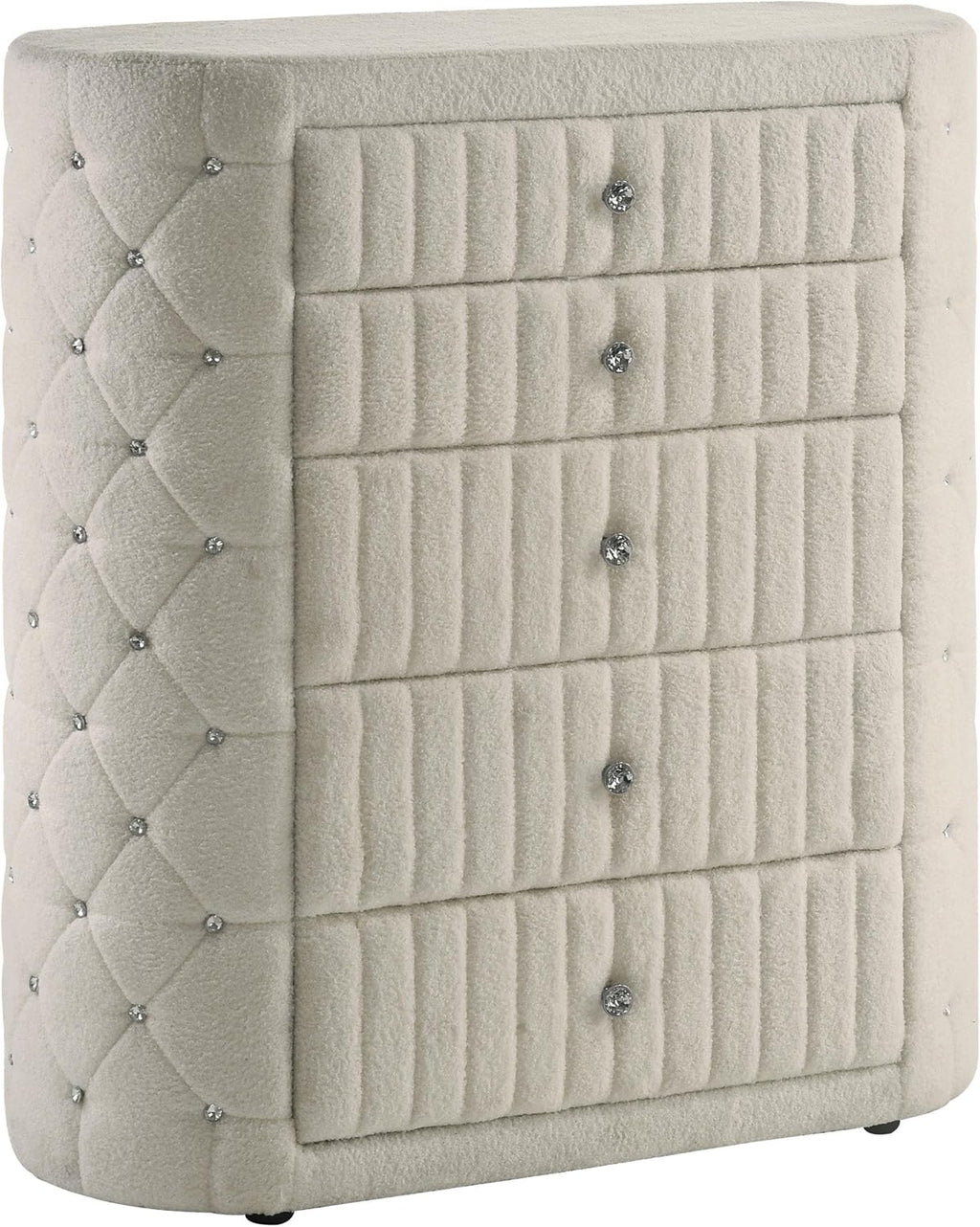 Coaster Home Furnishings - Sonya - Wood - 5-Piece Bedroom Set with Round Bed, Scroll-Back Headboard, USB Ports and Modern Classic Style - Bedroom - Queen Size - Ivory - 360111Q-S5