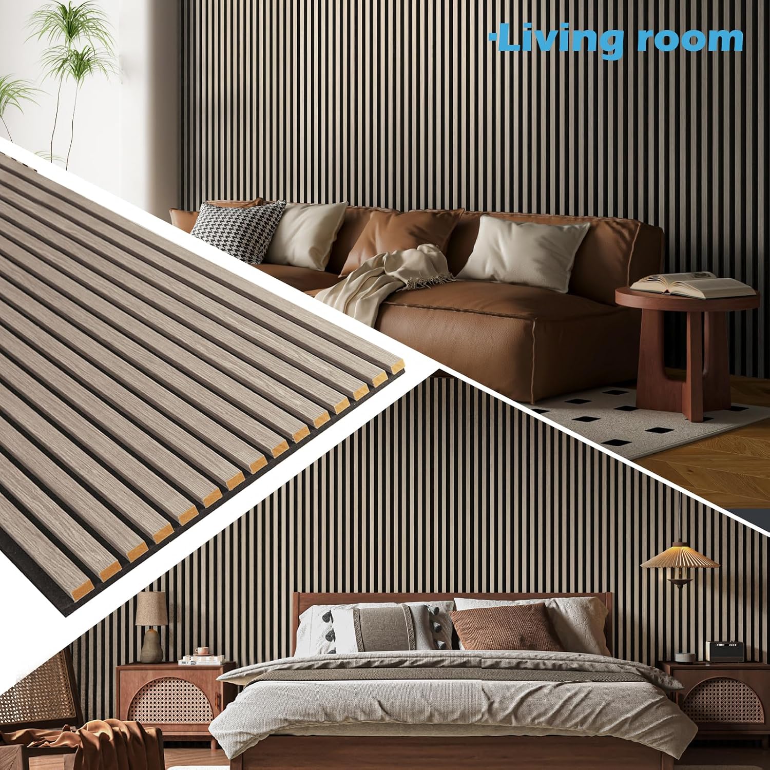 Art3d 2-Pack 94.5' x 24' Acoustic Wood Panels for Wall, 31 sq.ft Soundproof Wood Slat Panels, 3D Fluted Sound Absorbing Paneling for Interior Wall Decor, Living Room, Bedroom - Brown Oak