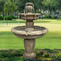 48' H Outdoor Floor Water Fountain, 3-Tiers Concrete Water Fountain with Submersible Electric Pump - Garden Cascading Waterfall for Yard Patio Lawn Home Decor