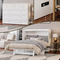 AFI, Northfield Murphy Bed Chest Full with 6' Mattress, Storage Drawer & Built-in USB Charger, White