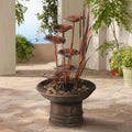 Ashton Water Lilies and Cat Tails 33' High Large Asian Indoor Outdoor Cottage Core Decor Resin Floor Fountain Standing Waterfall Tiered Water Feature for Outside Garden Patio Yard - John Timberland