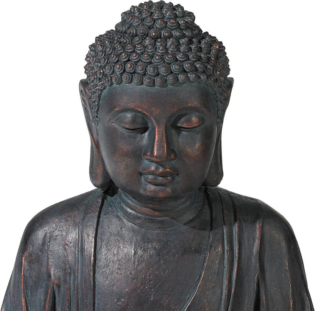 Meditating Buddha 24' High Large Zen Asian Indoor Outdoor Decor Resin Floor Fountain with Light LED Standing Bubbler Water Feature for Outside Garden Patio Yard Backyard Porch Deck - John Timberland