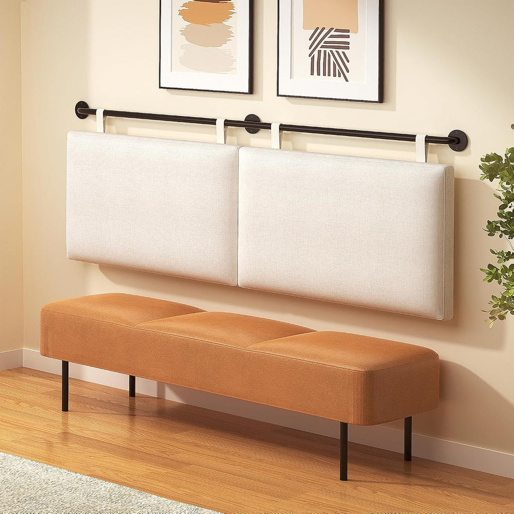 BSHOMGI King Headboard, Wall Mounted Headboards for Bed with Linen Upholstery Hanging Head Board for Bedroom Sturdy and Durable Solid Wood Thanksgiving Day, Christmas for Family(Beige, King)