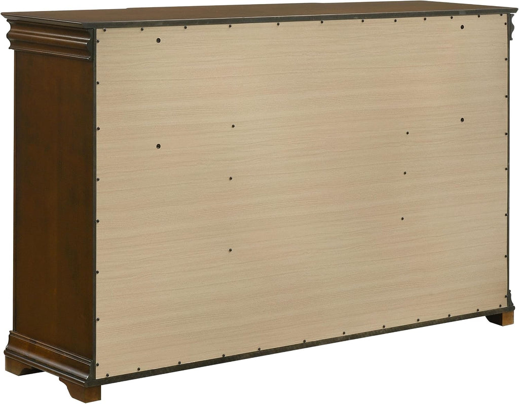 Coaster Home Furnishings - Garland - 4-Piece Bedroom Set with Wood Grain Detail, Cutaway Corners, Padded Headboard and Dual USB Ports - Bedroom - Queen Size - Brown Cherry - 205301Q-S4
